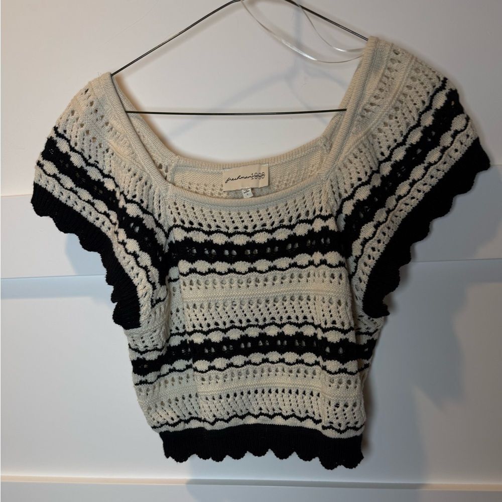 Freshman Cream and Black Knit Sweater